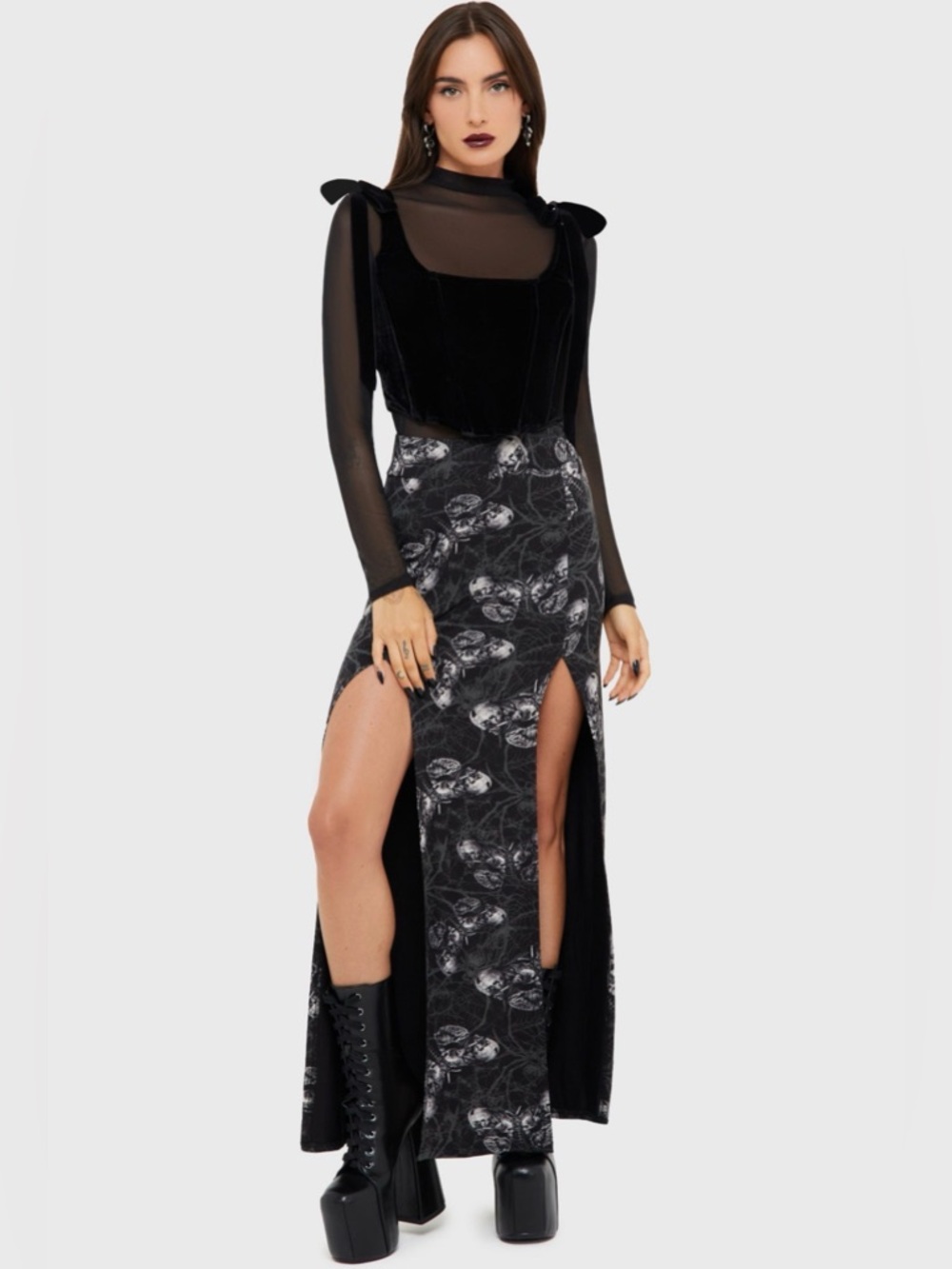 Killstar x Alchemy Spidrasica’s Web Maxi Skirt NWT Small Goth - Picture 3 of 6